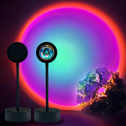 Sunset Projection Lamp LED Night Light, 360 Degree Rotation Rainbow Projector Light Floor Lamp, USB Romantic Visual Modern Stand for Bedroom Living Room Decor(Rainbow)